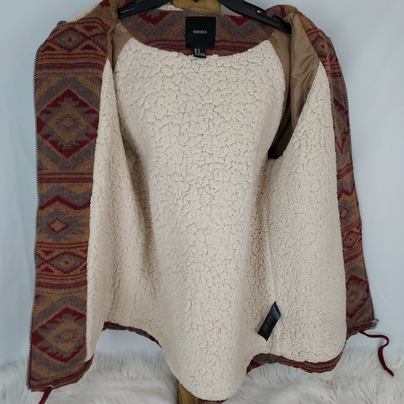 Forever 21 wool/poly Winter coat with hood, women's size Medium, tan - Picture 4 of 5